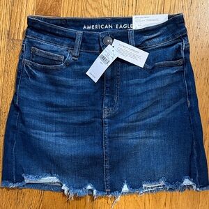 American Eagle Outfitters Dark Blue Distressed Mini Skirt